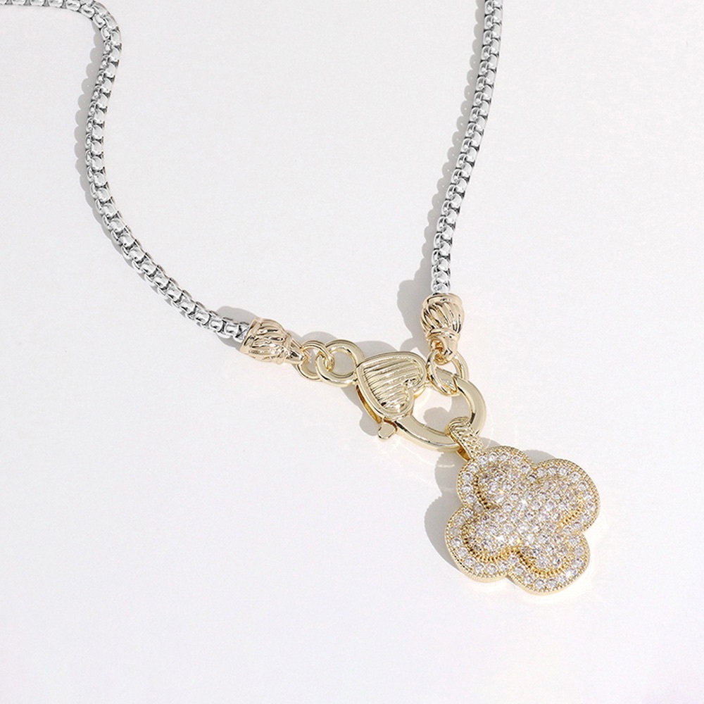 CZ Stone Paved Quatrefoil Pendant Necklace